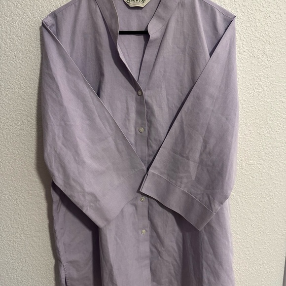 Minimalist Orvis Womens Button Up Tunic Mandarin Collar, Lagenlook, Casual, Cozy - Picture 2 of 4